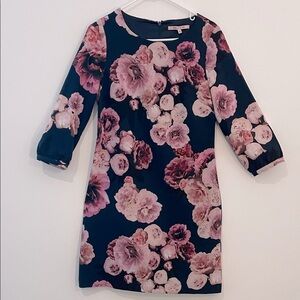Review Navy blue Dress with Pink Floral Design size 10